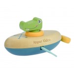 Canoe Pull String Bath Boat - Wooden - Crocodile