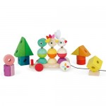 Pull Along Train - Giant with Multicoloured Stacking Blocks - Janod