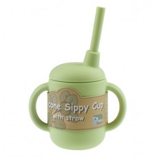 Silicone Sippy Cup With Straw - Green