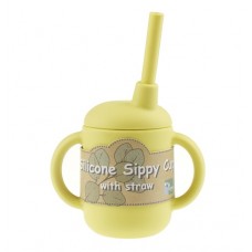 Silicone Sippy Cup With Straw - Yellow