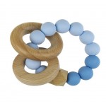 Teether Silicone + Wood - Rings Blue