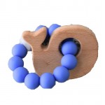Teether Silicone + Wood - Whale Blue