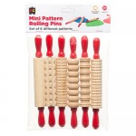 Rolling Pins Patterned  Mini Wooden - Set of 6