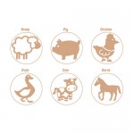 Dough Stampers Wooden 6 - Farm Animals - Educational Colours