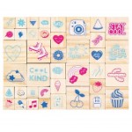 Stamp Set Wooden 51pc - Good Vibes - Educational Colours