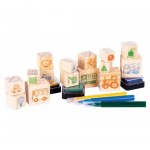 Stamp Set Wooden 51pc - Things That Go! - Educational Colours