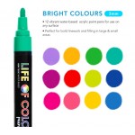 Paint Pens 3mm Medium Tip Acrylic - Bright Colours  - Set of 12 - Life of Colour 