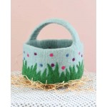 Felt Basket - Blue with Colourful Dots