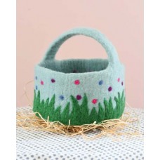 Felt Basket - Blue with Colourful Dots