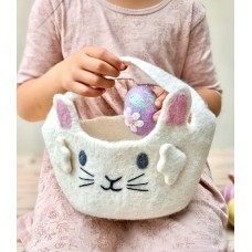 Felt Basket - White Bunny