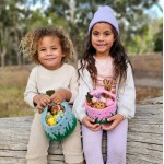 Felt Basket - Pink with Colourful Dots
