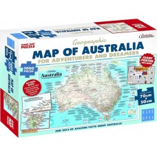 1000 pc Blue Opal Puzzle & Poster - Adventurers & Dreamers Australian Map