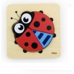 Chunky Wooden Puzzle 4 pc - Ladybird - Viga Toys