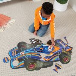 48 pc Peaceable Kingdom Shaped Floor Puzzle - Racecar