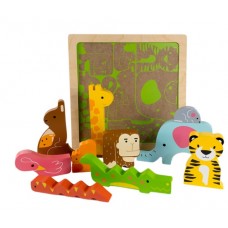 Wild Animal Wooden Chunky Puzzle - Kiddie Connect