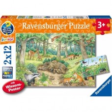 12 pc Ravensburger Puzzle - Animals in the Forest + Meadow 2x12pc
