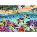 500 pc Ravensburger Puzzle LARGE FORMAT - Race Of The Baby Sea Turtles 