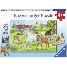 24 pc Ravensburger Puzzle - A Day at the Stables 2x24pc