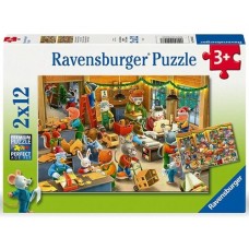 12 pc Ravensburger Puzzle - Christmas Toy Factory 2x12pc