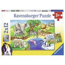 12 pc Ravensburger Puzzle - Animals in the Zoo Puzzle 2x12pc