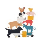 Stacking Wooden Farm Animals Bag - Tenderleaf Stacking Wooden Farm Animals Bag - Tenderleaf