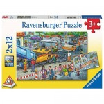 12 pc Ravensburger Puzzle - Road Works  2x12 pc
