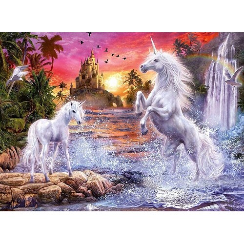 500 pc Ravensburger Puzzle Unicorn by the River Starline from who