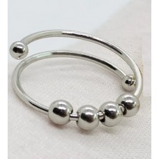 Anxiety/Fidget Ring Bead - Adjustable - Silver