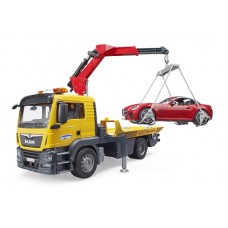 MAN TGS Flat Top Tow Truck with Roadster - Bruder 3750