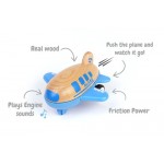 Airplane Racer with Sound Wooden - Blue