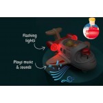 Airplane with Lights & Sound Wooden - Red