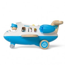 Airplane with Lights & Sound Wooden - Blue