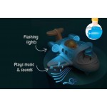 Airplane with Lights & Sound Wooden - Blue