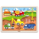 24 pc Viga Puzzle Wooden - Construction Vehicles