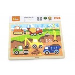 24 pc Viga Puzzle Wooden - Construction Vehicles
